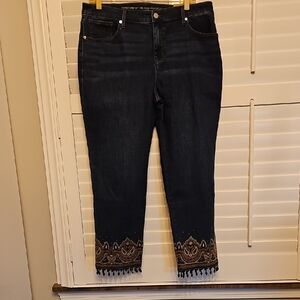 Embroidered Beaded Fringe Jeans